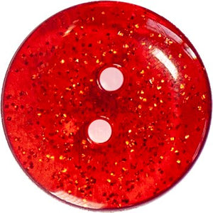 Buttons - 15mm Italian 2-hole Red Glitter