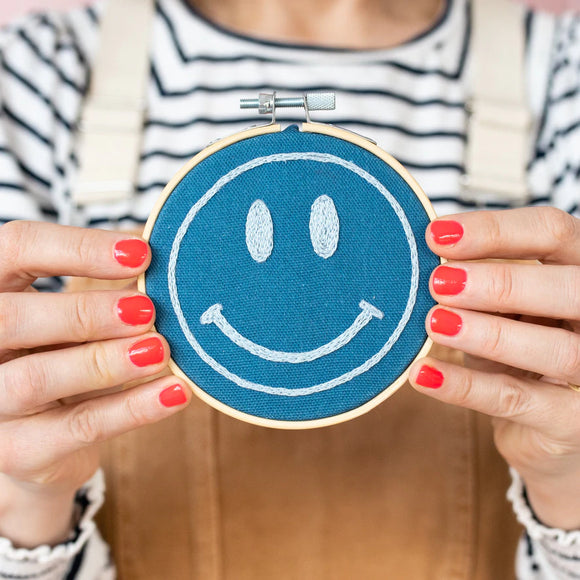 Cotton Clara -Smiley Navy Hoop Embroidery Kit