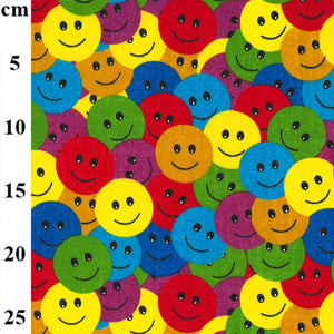PolyCotton - Multi Coloured Smiley Faces