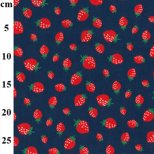 PolyCotton - Strawberries on Navy