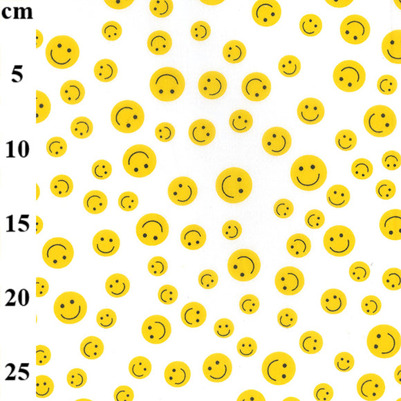 PolyCotton - Smiley Faces on White