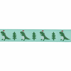 Grosgrain 15mm Ribbon - Christmas Dinosaurs