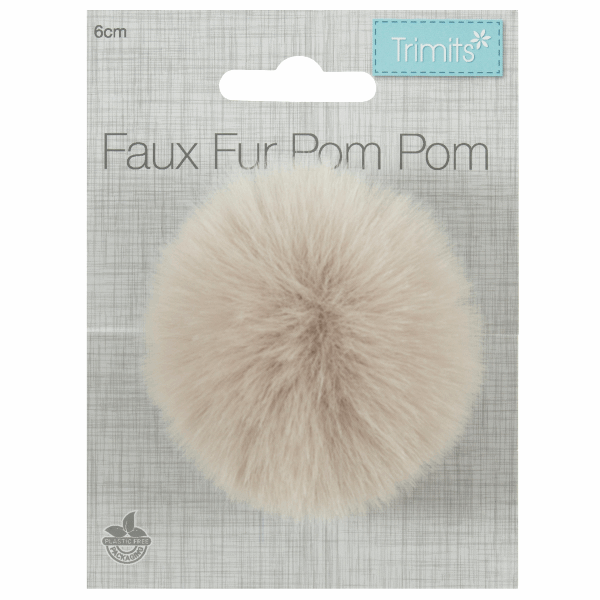 Pom Pom: Faux Fur: Medium: 6cm: 1 Piece: Natural