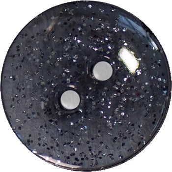 Buttons - 15mm Italian 2-hole Black Glitter