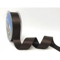 Safisa Double Faced Satin Ribbon -25mm Chocolate Brown