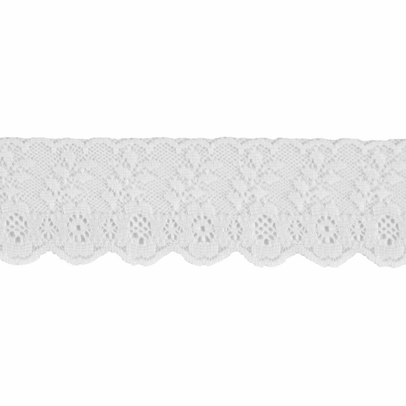 Nylon Lace- Daisy Scalloped- 35mm White