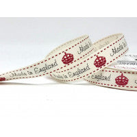 Bertie's Bows Made In England Print Grosgrain - 16mm Cream