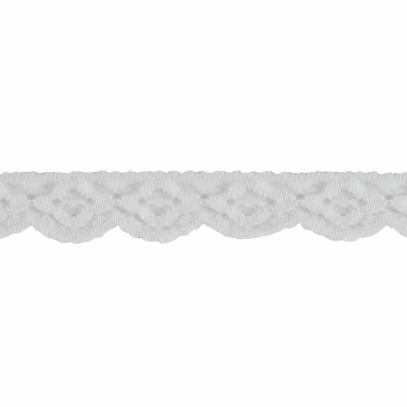 Nylon Lace- Floral Flat- 17mm White