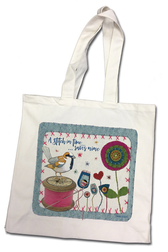 A Stitch in Time Cotton Canvas Bag by Emma Ball Ltd