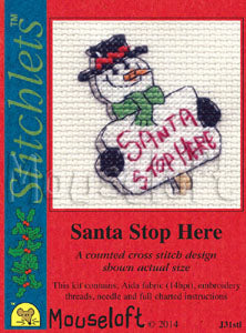 Stitchlets with Card & Envelope - Santa Stop Here