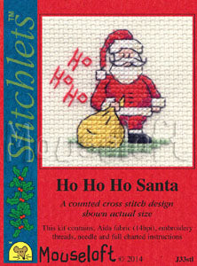 Stitchlets with Card & Envelope - Ho Ho Ho Santa