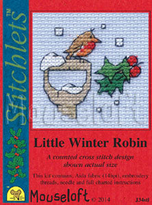Stitchlets with Card & Envelope - Little Winter Robin