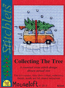 Stitchlets with Card & Envelope - Campervan Collecting the Tree