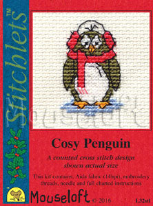 Stitchlets with Card & Envelope - Cosy Penguin