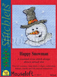 Stitchlets with Card & Envelope - Happy Snowman
