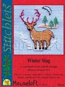 Stitchlets with Card & Envelope - Winter Stag